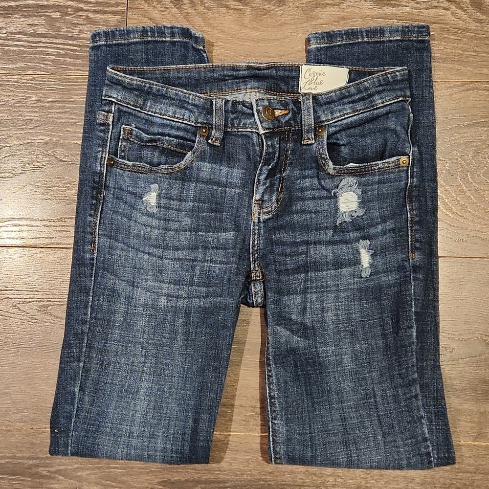 ❤ COSMIC BLUE LOVE SKINNY JEANS, 0 (25) - Picture 3 of 9